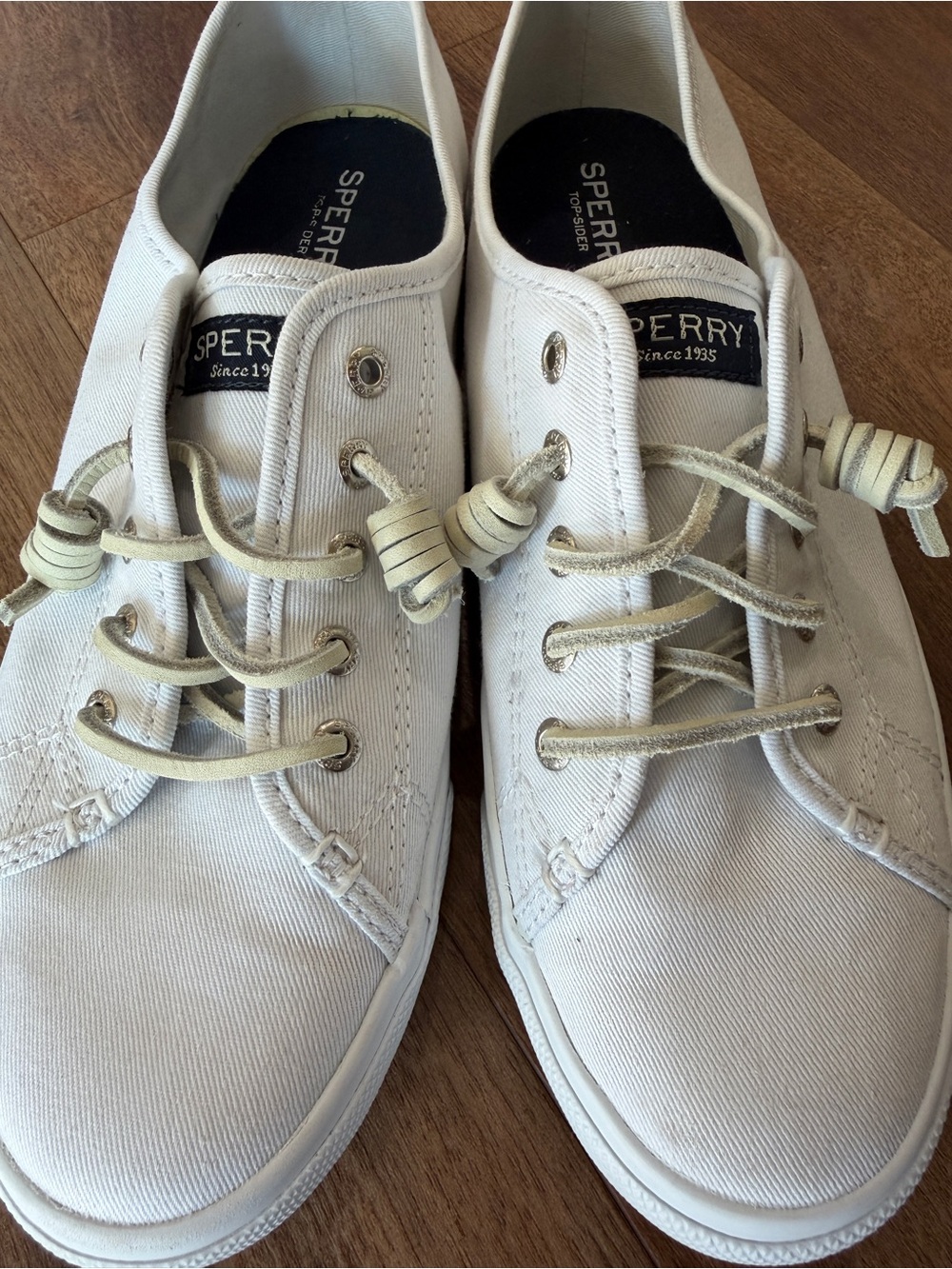 Sperry Women's Off-White Canvas Lace-Front Slip-Ons - Picture 3 of 9